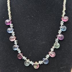 Genuine Fluorite W/ Topaz Necklace 