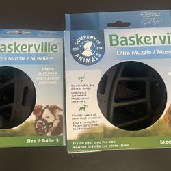 Two Baskerville Ultra Muzzles One Size 3, And One Size 4