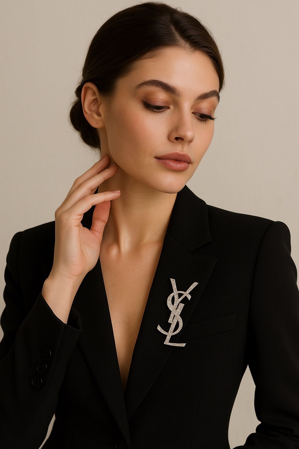 Saint Laurent YSL Rhinestone Brooch - New in Box!