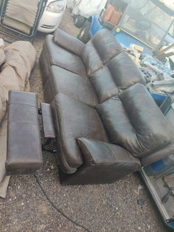 Brown leather couch