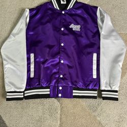 Purple And White Varsity Jacket (size Small In Men’s)