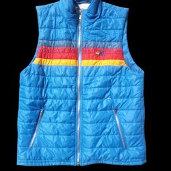 Aviator Nation snorkel blue 5 stripe women's sz M Medium puffer vest
