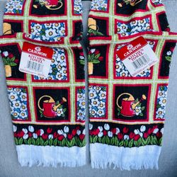 Vintage 90s cannon kitchen towels set of 2 new old stock unused with tags  Cute cottage core country kitchen garden floral pattern