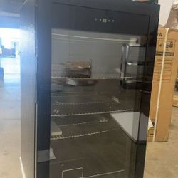 17.52 inch Beverage Refrigerator Cooler,120 Cans Capacity with Glass Door for Soda Wine Beer, with Adjustable Removable Shelves, Black 