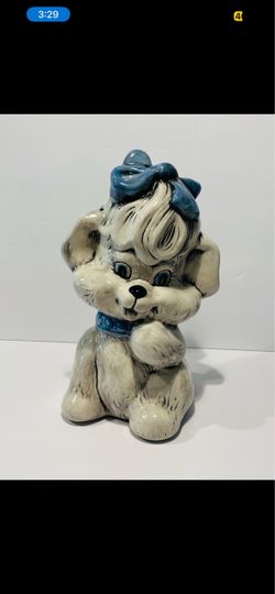 Vintage Poppy Dog Glazed & Signed Ceramic Figurine 10.5” Tall and 6.5” wide. Made in Florida, numbered. Midcentury poppy figurine is in very good cond
