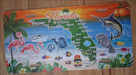 Colorful,  MAP of FLORIDA with major cities accurately depicted