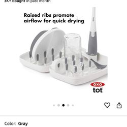 OXO Tot Travel Size Drying Rack with Bottle Brush- Gray