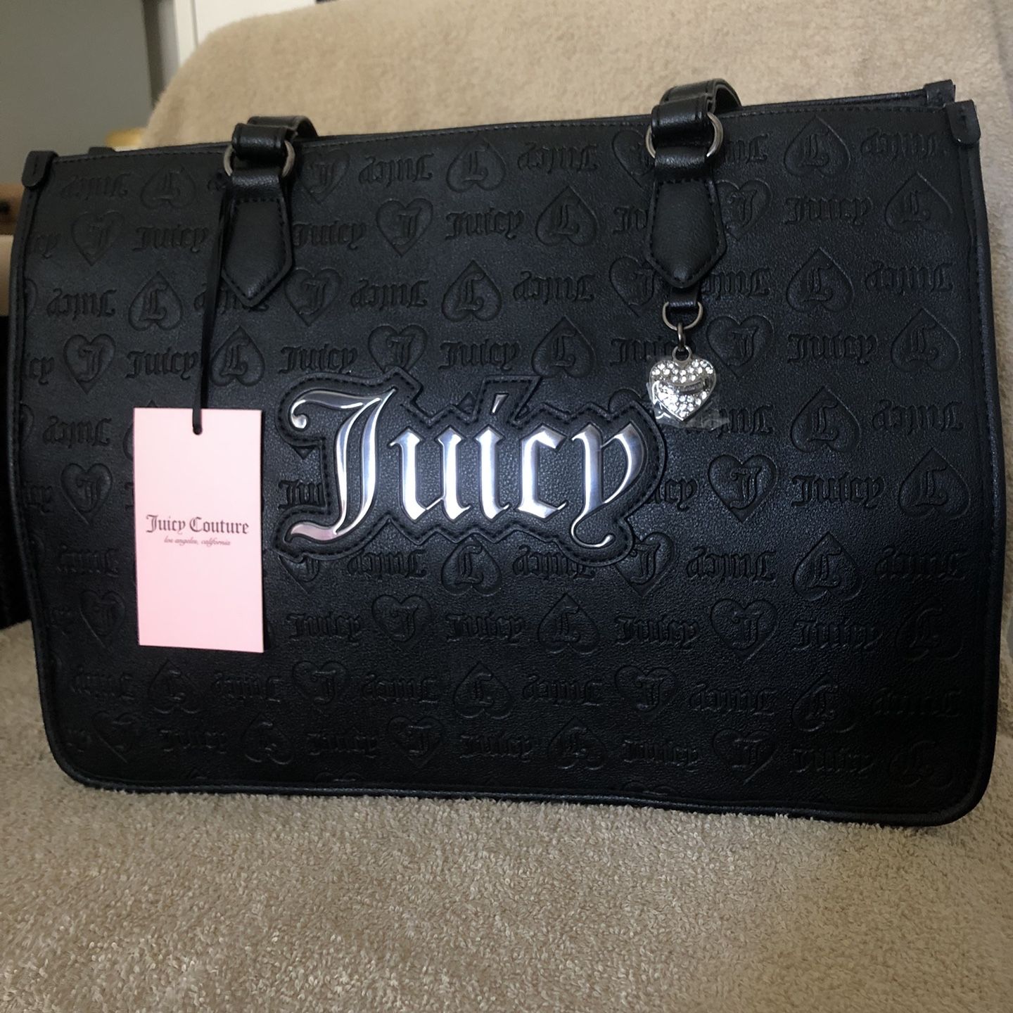 Juicy Couture Liquorice Upgrade U Backpack Black Logo Embossed NWOT Juicy Couture Liquorice Black Velvet Big Spender Backpack  main image 2