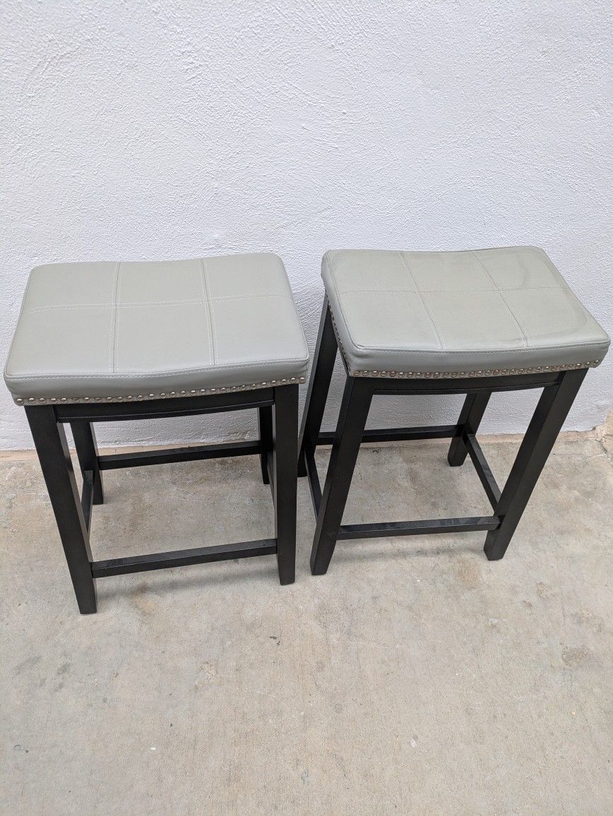 (2) Two Saddle Chairs - Grey