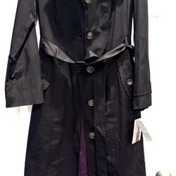 London Fog Raincoat NWT Iconic Belted Trench Black Women's Size PXS Lined