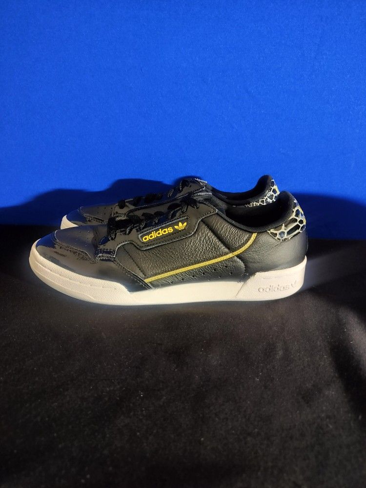 Men's Adidas Originals Continental 80 Black Gold Leather Sneakers Trainers Shoes (Size 9)