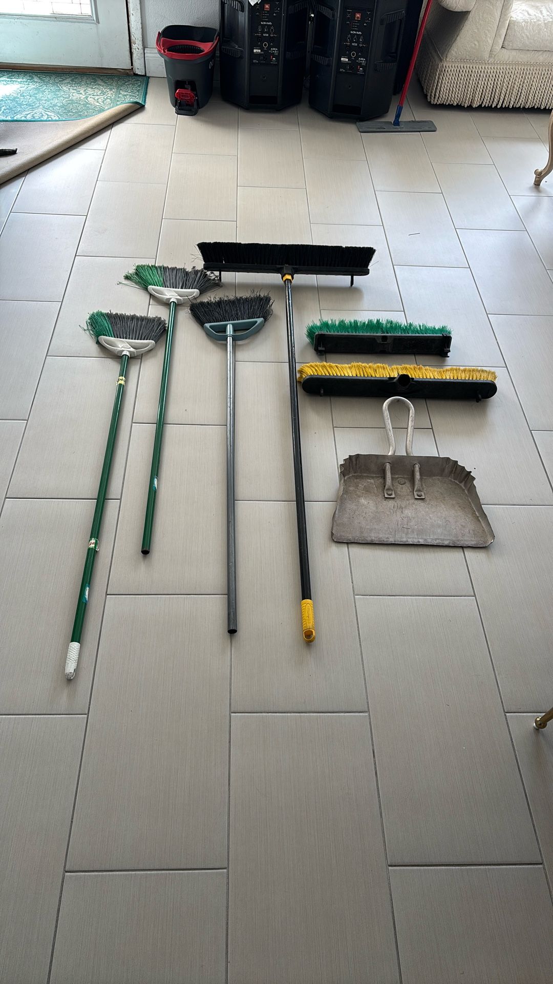 Set Of Brooms And Dustpan