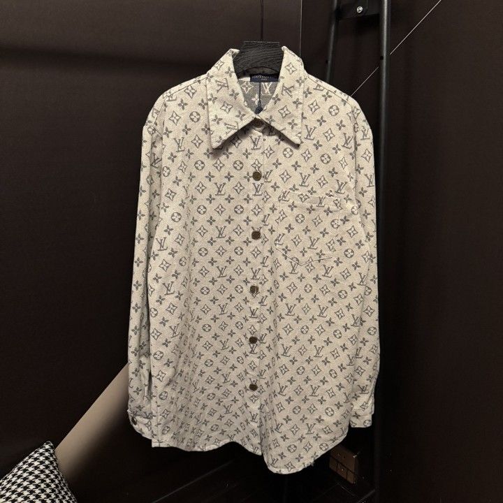 New jacquard l full print denim shirt jacket unisex jacket XL