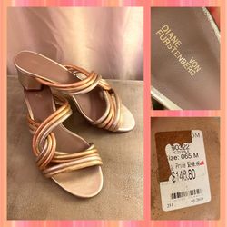 DVF tri colored metallic sandals with pentagon heel 6.5