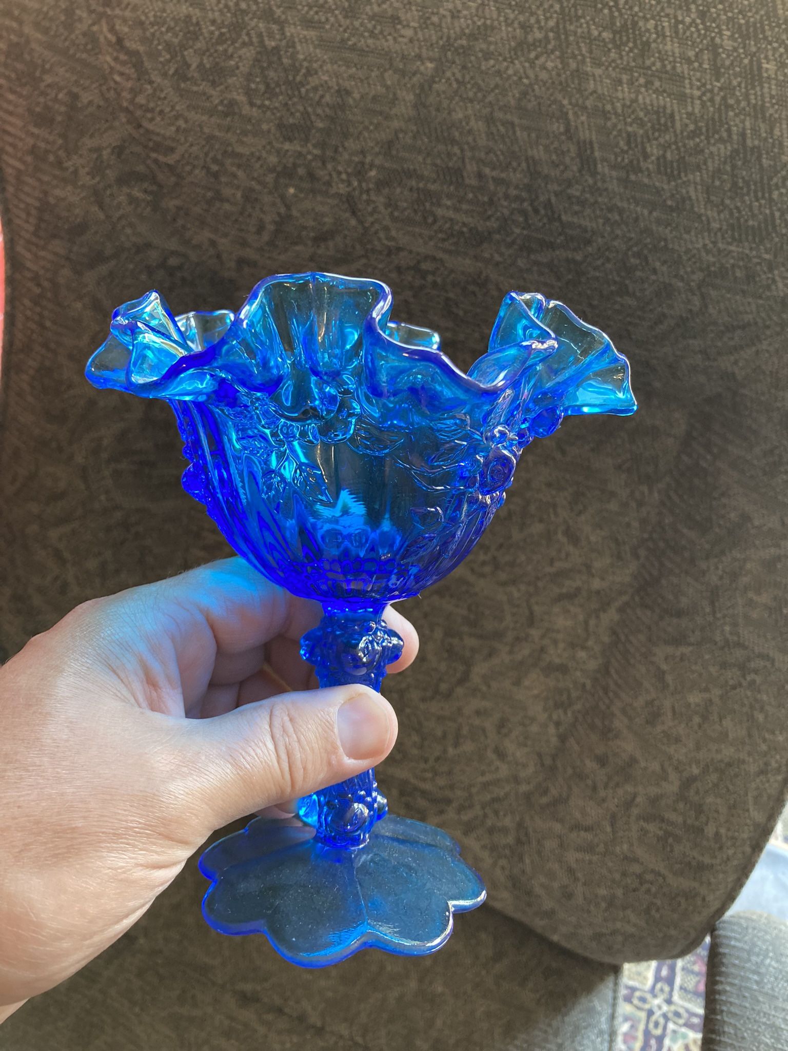 Footed Aqua Blue Candy Dish 