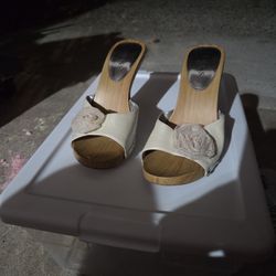 Guess Peep Toe Wooden Heels