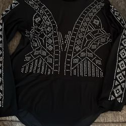 Plus Size 1XL Bodysuit With Silver Stones