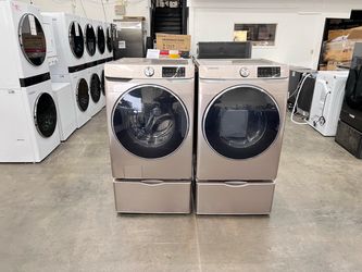 🔥 Samsung 4.5 cu. ft. Front Load Washer & 7.5 cu. ft. Gas Dryer Set - Champagne - WF45R6300AC/DVG45R6300C