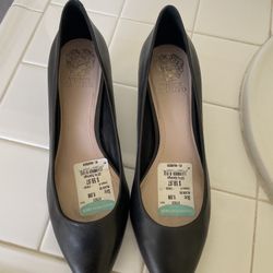 Vince Camuto, Kitten, Heels, Black Leather Size 9.5, Like New