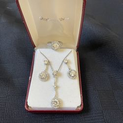 Cubic Zirconia Ring/Earrings/Necklace Set