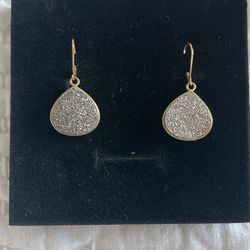 White rhinestones Gold Earrings 