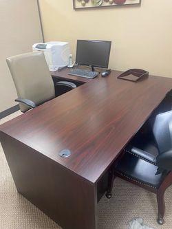 Executive office  wood  desk & office chairs