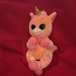 3" By 9" Ty Beanie Babies™ Skylar Pink & Orange Unicorn, Regular