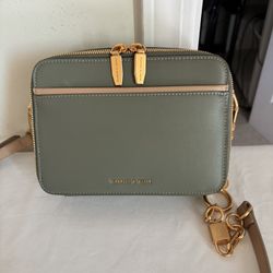 Charles & Keith Lock & Key Moss Green Gold Crossbody Bag 