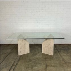 Travertine glass dining table