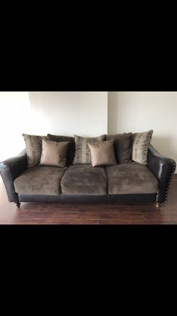 Beautiful leather & suede couch & love seat