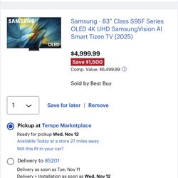 SAMSUNG 83” OLED 9 Series.  SAVE $100’s!!