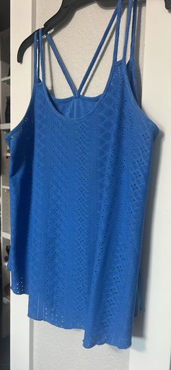 Blue criss-cross back tank top