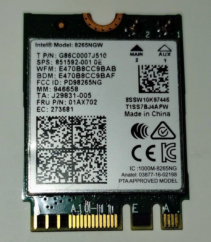 IntelĀ® Dual Band Wireless-AC 8265