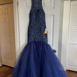 Navy Blue Morilee Prom Dress Size 2