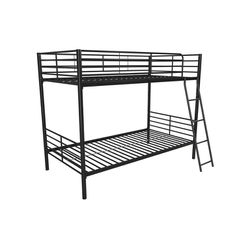 Mainstays Small Spaces Twin-over-Twin Low Profile Junior Bunk Bed, Black, New In Box