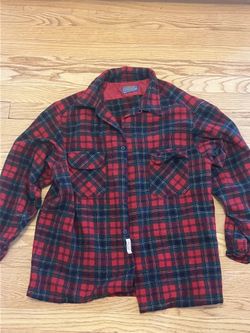 PENDLETON Board Shirt Jacket Shacket Multi Red Plaid Button Wool Loop Collar 2X