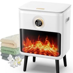 Towel Warmer, 23L Large Luxury Towel Warmers for Bathroom with 3D Flame Screen, Auto Shut Off Even Heated Hot Towel Warmer Bucket for Towels, Bathrobe