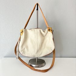 Hobo International Beige Leather Tote Shoulder Bag Crossbody Bag