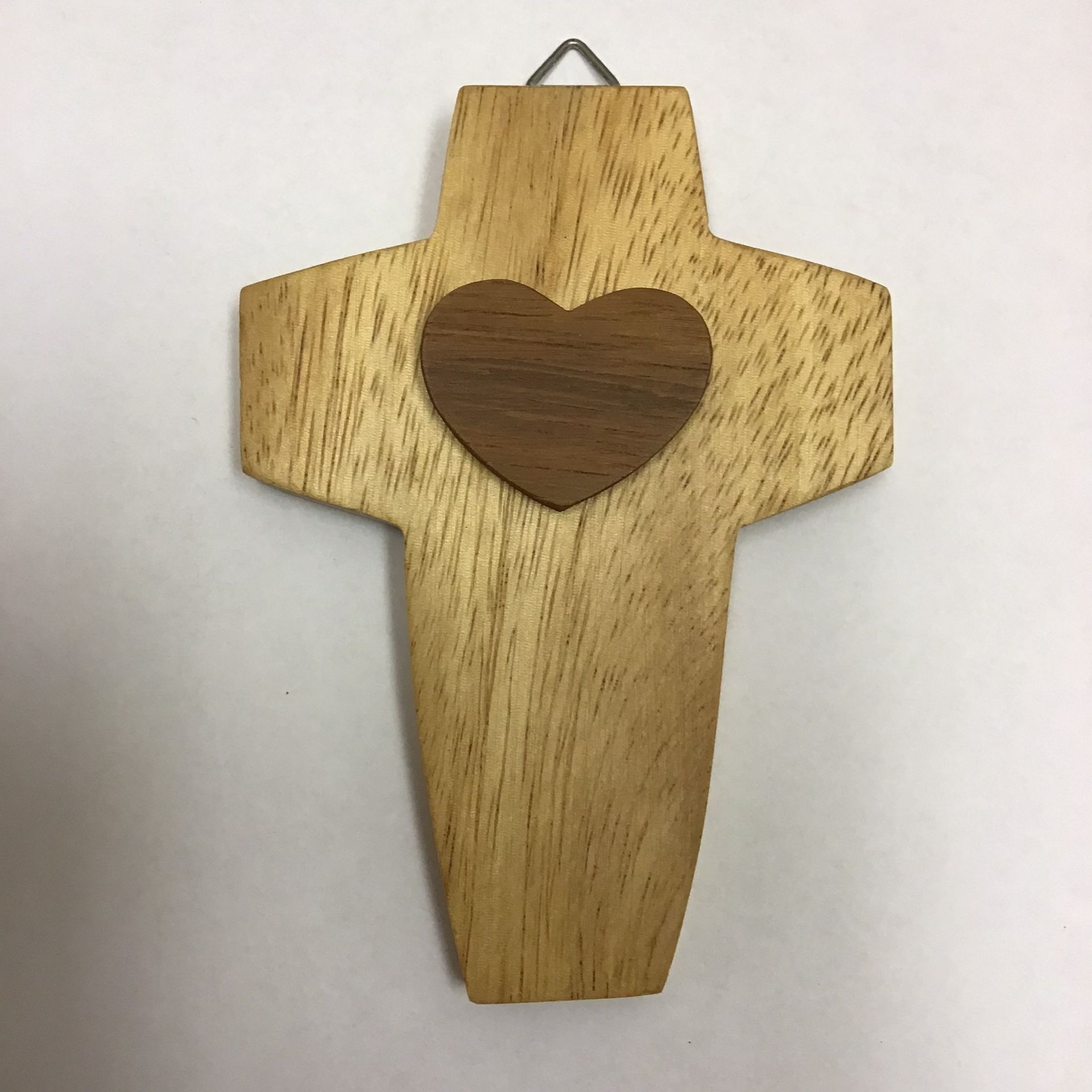 Handmade Wooden Cross With Heart Belize Christian Wall Decor