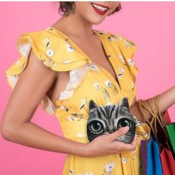 Cat Face Coin Purse Cute Zipper Plush Wallet Small Coin Pouch Cosmetic Bag for Women Kids Gift Bag