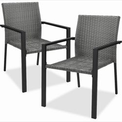 2 piece Grey Wicker Chair Set 