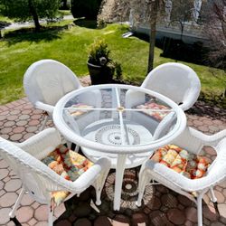 Hampton Bay Wicker rattan outdoor patio furniture dining table chairs armchair Cushions Porch Gazebo Resin