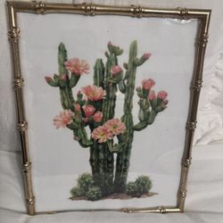 Cactus Print In Gold Frame 8 X 10
