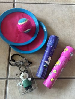 Kids Toy Bundle – Catch Ball Game, 2 Kaleidoscopes & New Starbucks Bear Keychain