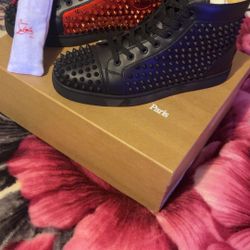 Christian Louboutin Lou Spikes Orlato Flat Red Bottoms