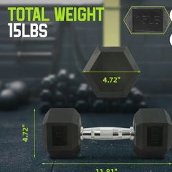 15lbs- Hexagon Dumbbells (single)