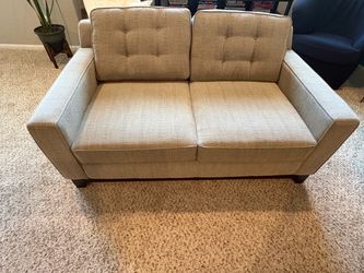 Tufted Fabric Loveseat Sofa Beige/Brown