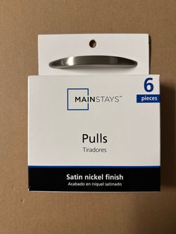 Mainstays 3-3/4" (96mm) Center-to-Center Curved Cabinet Pull, Satin Nickel, 6 Pack