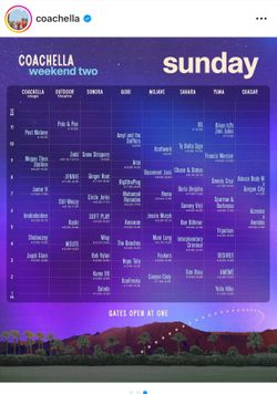 COACHELLA - SUNDAY( Need Two Wristbands)