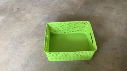 Green Plastic  Woven Storage Basket
